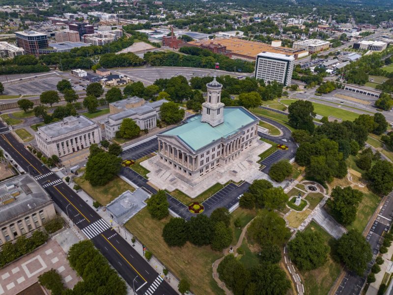 Drone view of Tennessee State Capitol