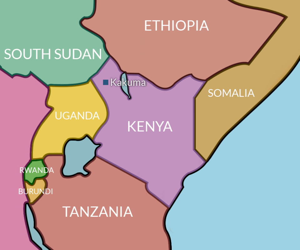 Map showing the location of the Kakuma Refugee Camp in Northern Kenya